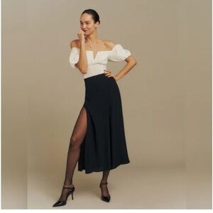 Reformation White and Black Off-Shoulder Top